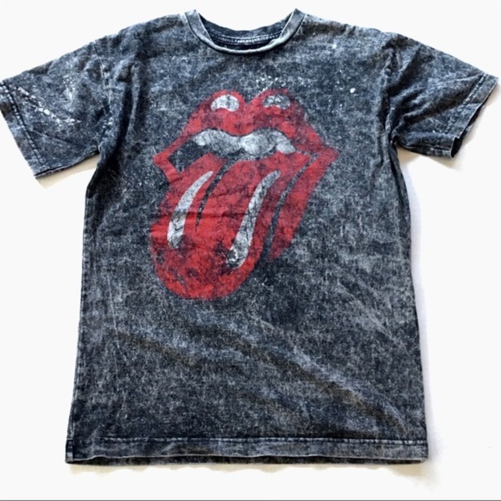 Rolling Stones Black Acid Wash Short Sleeve